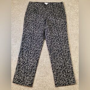 J Jill Black Cream Floral Print Ankle Pants 8p